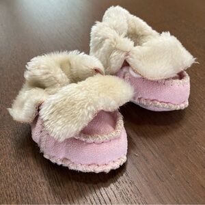 Fuzzy Pink and Cream Kids Moccasins